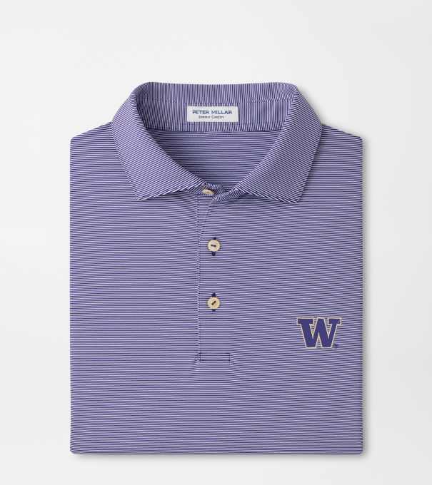Washington Jubilee Stripe Performance Polo in Purple2/White