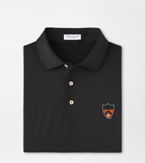 Princeton Solid Performance Jersey Polo in Black