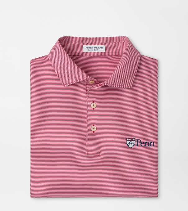 UPenn Jubilee Stripe Performance Polo in Crimson1