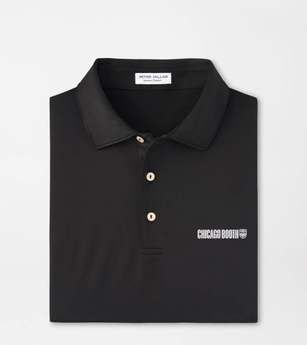 University of Chicago Booth Solid Performance Jersey Polo in Black