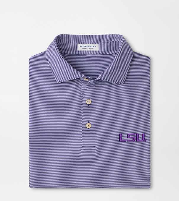 LSU Jubilee Stripe Performance Polo in Purple2/White