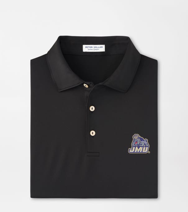 James Madison University Solid Performance Jersey Polo in Black