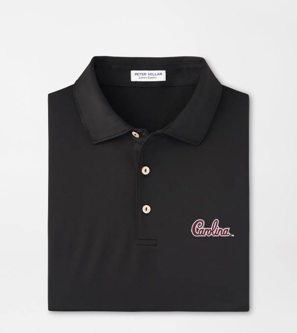 South Carolina Script Solid Performance Jersey Polo in Black