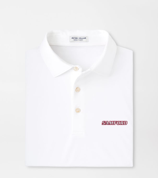 Samford Solid Performance Jersey Polo in White