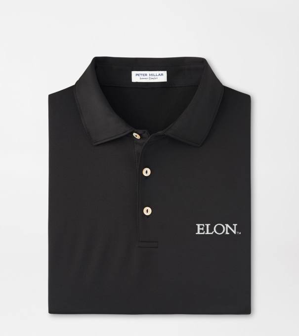 Elon Solid Performance Jersey Polo in Black