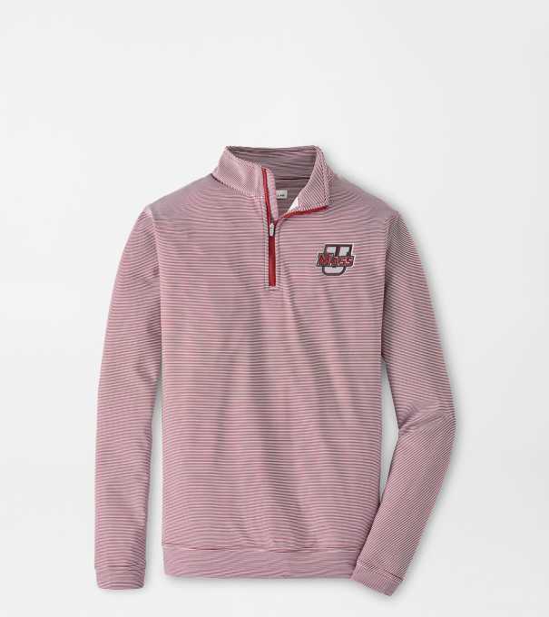 UMass Perth Sugar Stripe Performance Quarter-Zip in Maroon2/White
