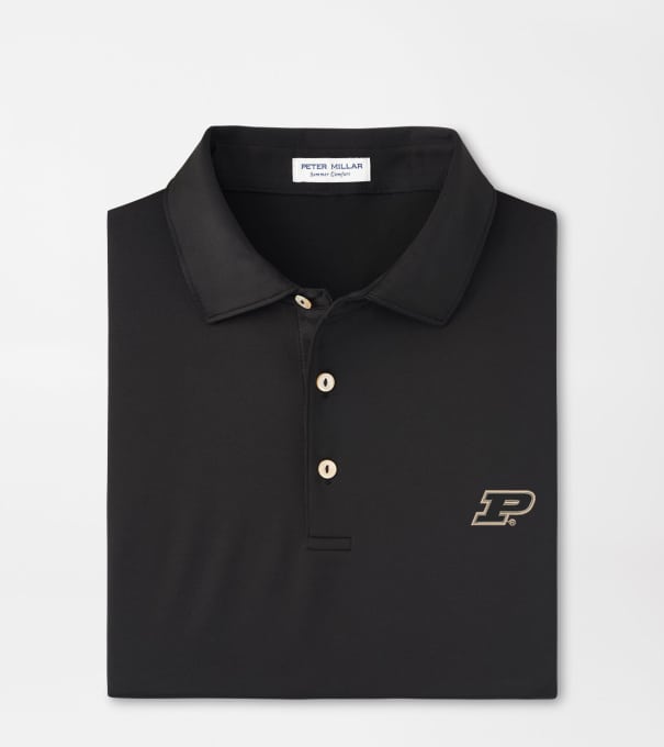 Purdue Solid Performance Jersey Polo in Black