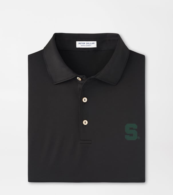 Michigan State Solid Performance Jersey Polo in Black