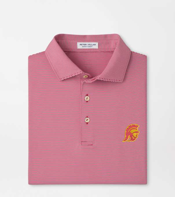 USC Trojan Jubilee Stripe Performance Polo in Crimson1