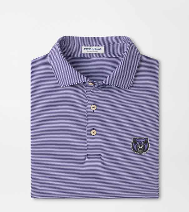 Central Arkansas Jubilee Stripe Performance Polo in Purple2/White