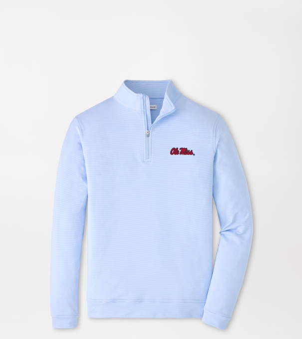 Ole Miss Perth Sugar Stripe Performance Quarter-Zip in Cottage Blue/White
