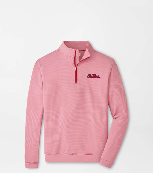 Ole Miss Perth Sugar Stripe Performance Quarter-Zip in Red3/White