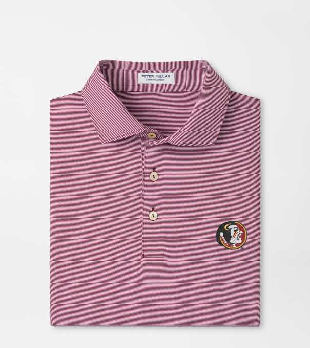 Florida State Vault Jubilee Stripe Performance Polo in Maroon2