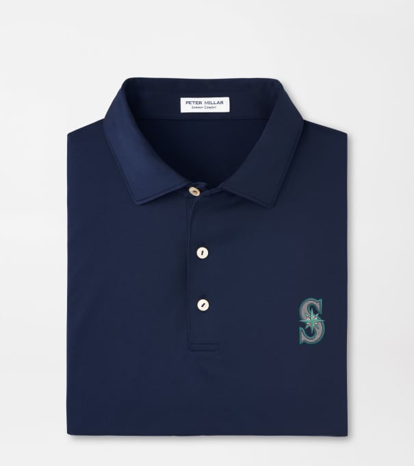 Seattle Mariners Solid Performance Jersey Polo in Navy