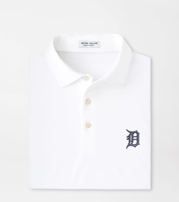 Detroit Tigers Solid Performance Jersey Polo in White