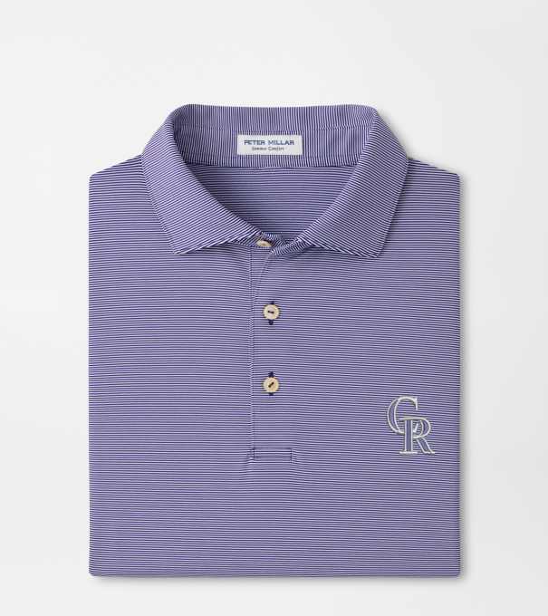 Colorado Rockies Jubilee Stripe Performance Polo in Purple2/White