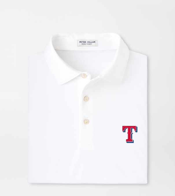 Texas Rangers Solid Performance Jersey Polo in White