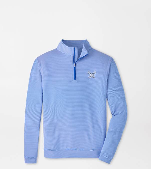 Hampton University Perth Sugar Stripe Performance Quarter-Zip in Blue3/White