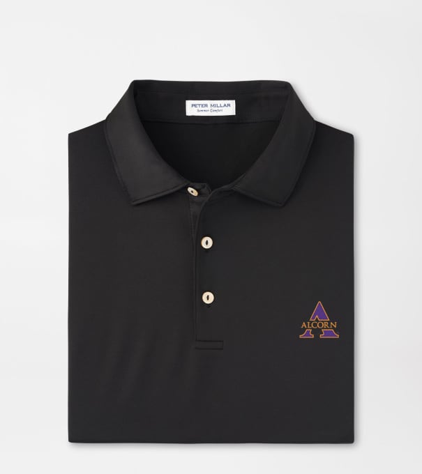 Alcorn State Solid Performance Jersey Polo in Black