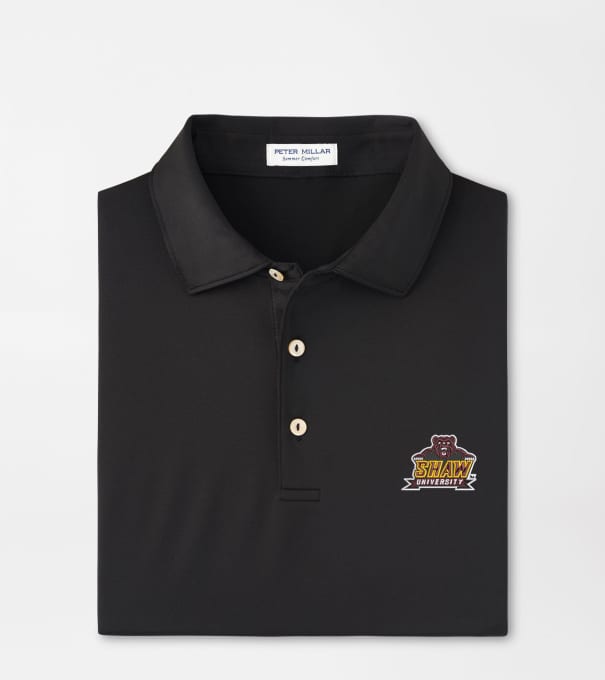 Shaw University Solid Performance Jersey Polo in Black