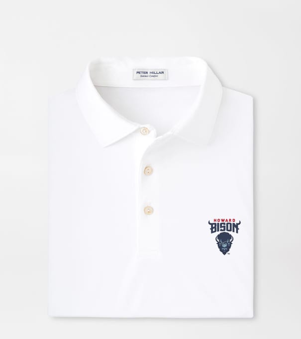 Howard University Solid Performance Jersey Polo in White
