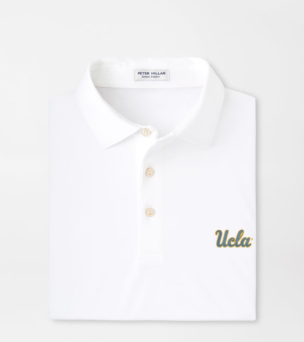 UCLA Solid Performance Jersey Polo in White