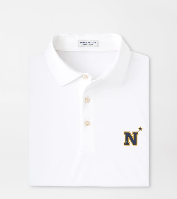 Naval Academy Solid Performance Jersey Polo in White