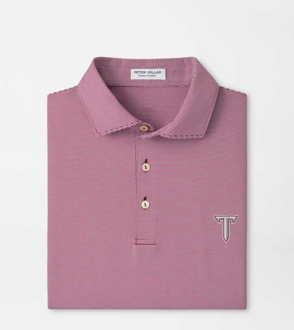 Troy Jubilee Stripe Performance Polo in Maroon2