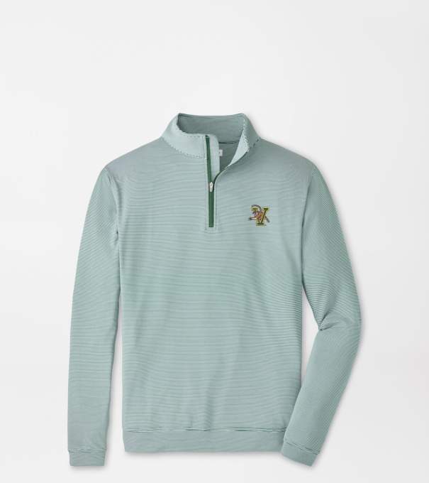 Vermont Perth Sugar Stripe Performance Quarter-Zip in Green1/White