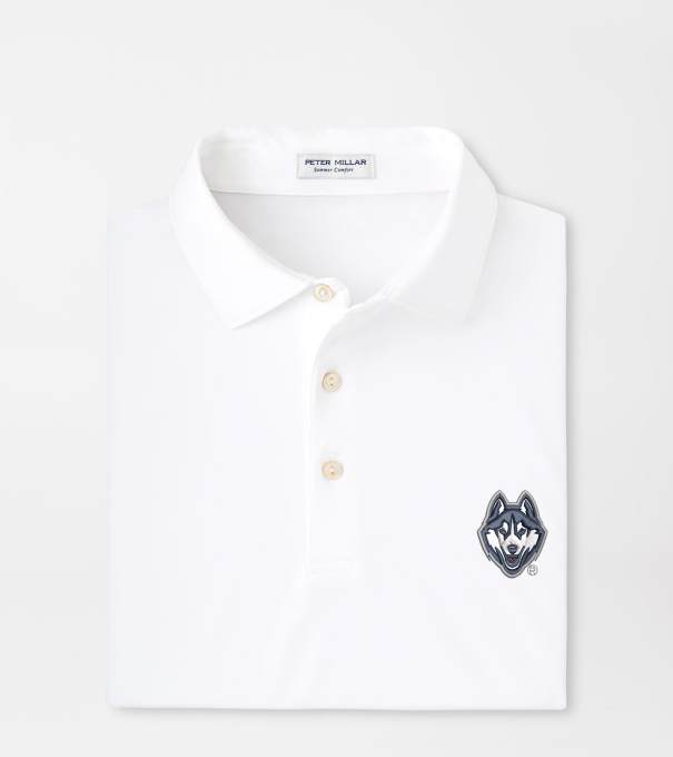 UConn Solid Performance Jersey Polo in White