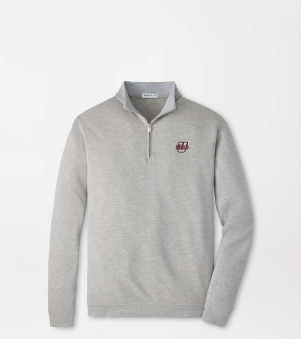UMass Crown Comfort Quarter-Zip Pullover in Light Grey