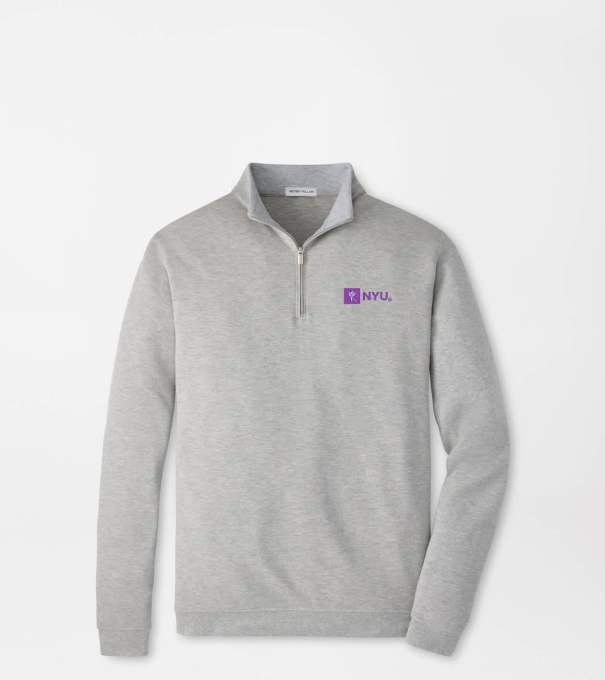 New York University Crown Comfort Quarter-Zip Pullover in Light Grey