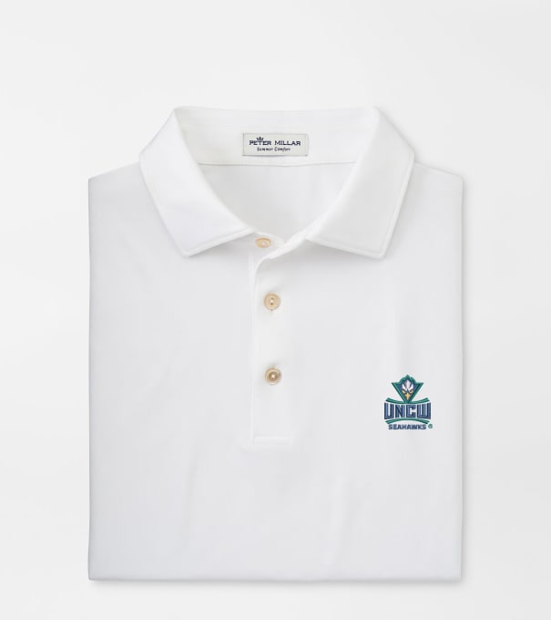 UNCW Solid Performance Jersey Polo in White