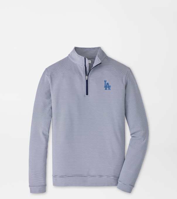 Los Angeles Dodgers Perth Sugar Stripe Performance Quarter-Zip in Navy/White