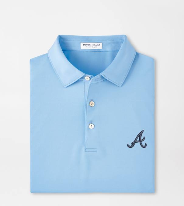 Atlanta Braves Solid Performance Jersey Polo in Cottage Blue