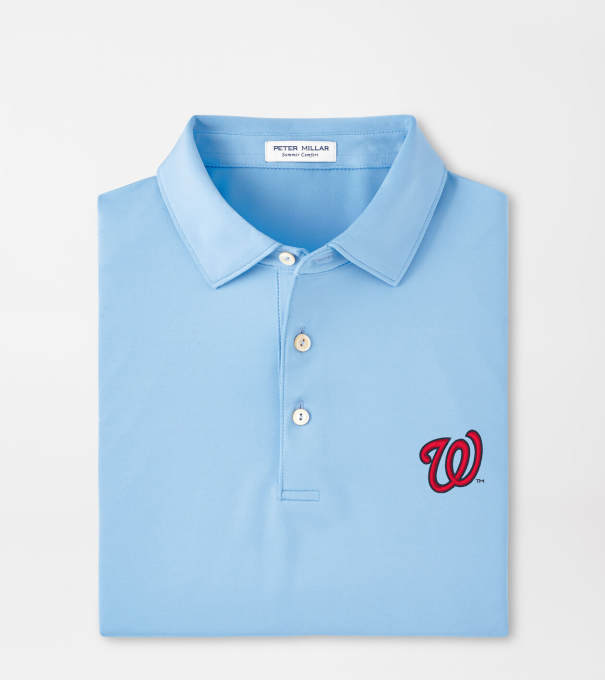 Washington Nationals Solid Performance Jersey Polo in Cottage Blue