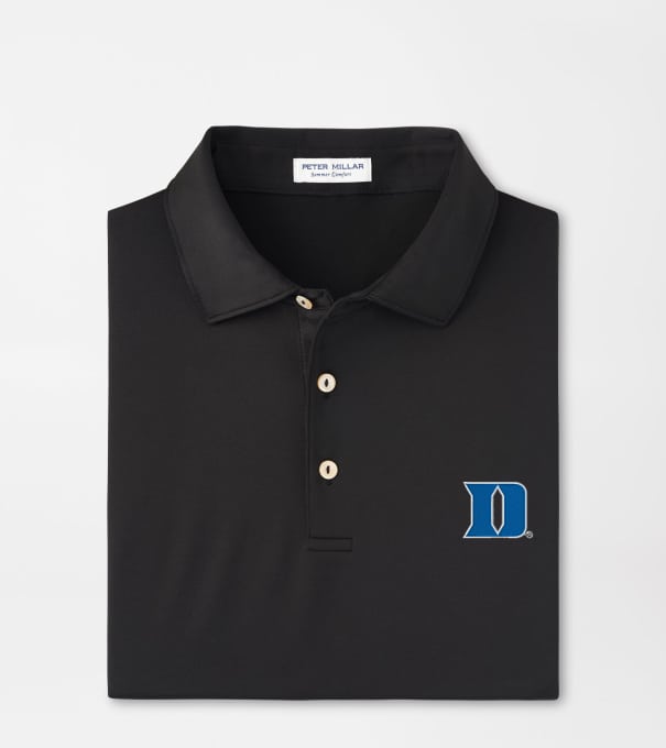 Duke University Solid Performance Jersey Polo in Black