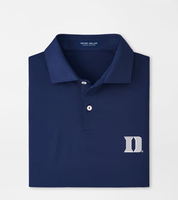 Duke University Solid Performance Jersey Polo in Navy