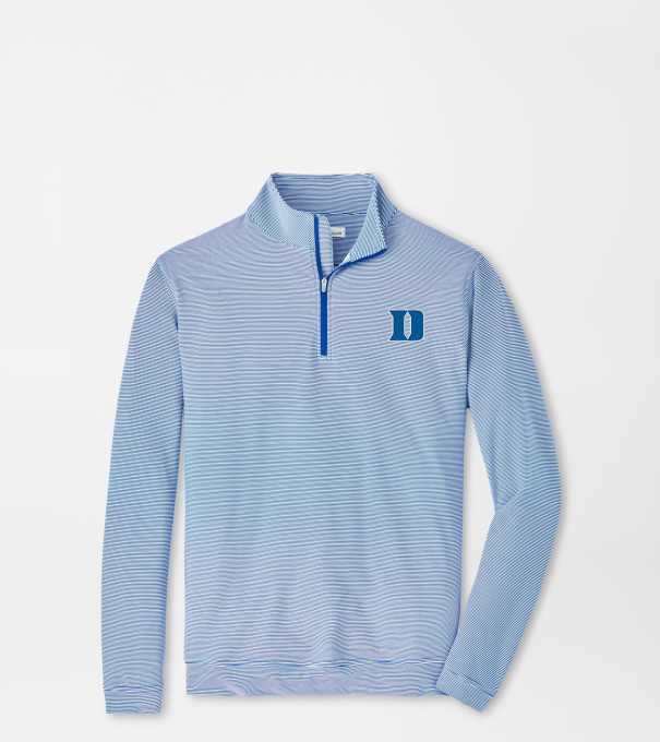 Duke University Perth Sugar Stripe Performance Quarter-Zip in Blue3/White