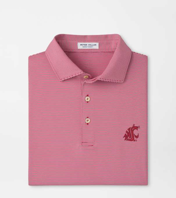 Washington State Jubilee Stripe Performance Polo in Crimson1