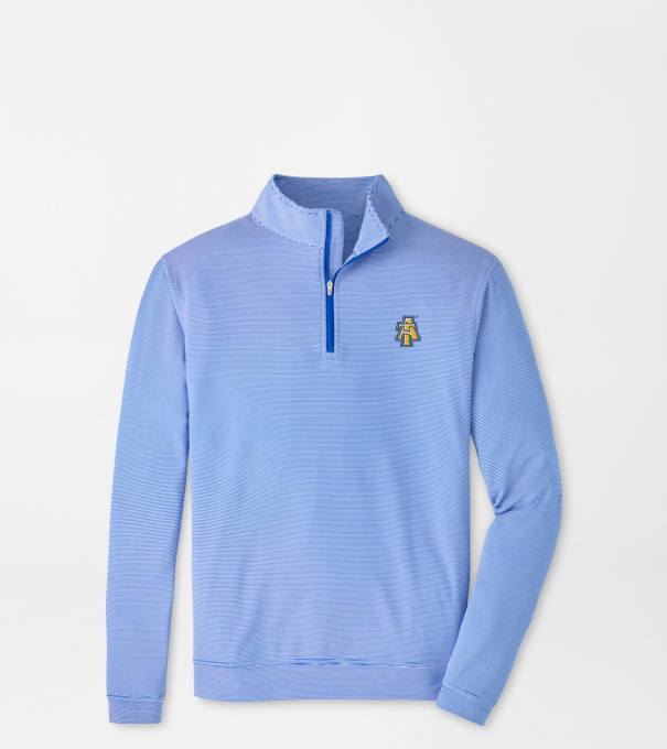 NC A&T Perth Sugar Stripe Performance Quarter-Zip in Blue3/White
