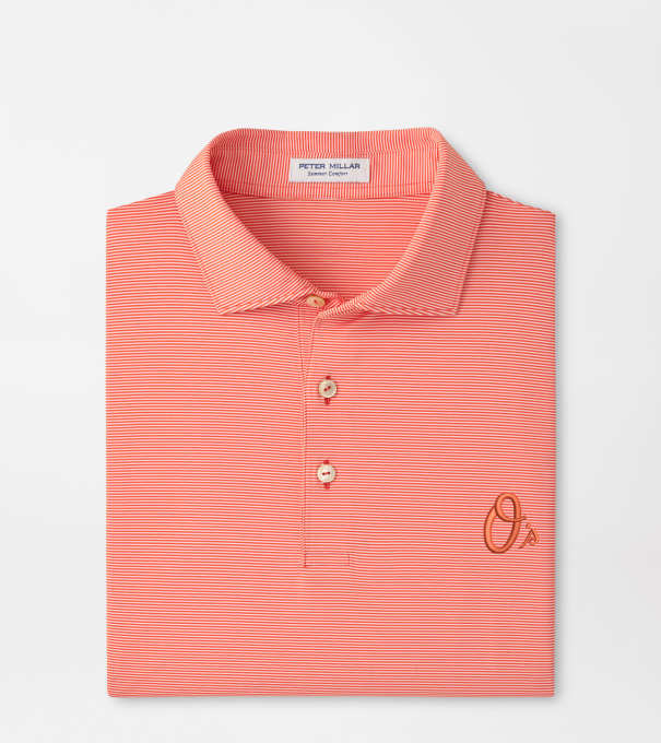 Cooperstown Baltimore Orioles Jubilee Stripe Performance Polo in Orange6