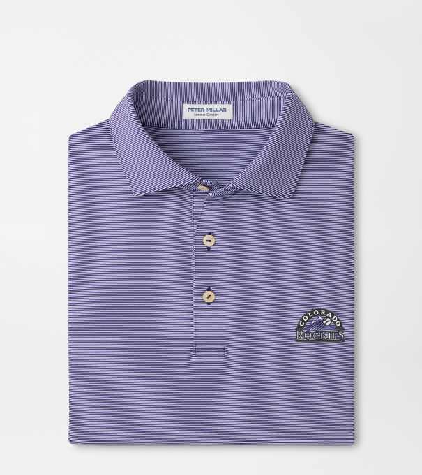 Cooperstown Colorado Rockies Jubilee Stripe Performance Polo in Purple2/White