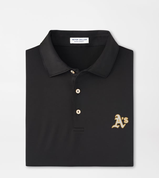 Athletics Solid Performance Jersey Polo in Black