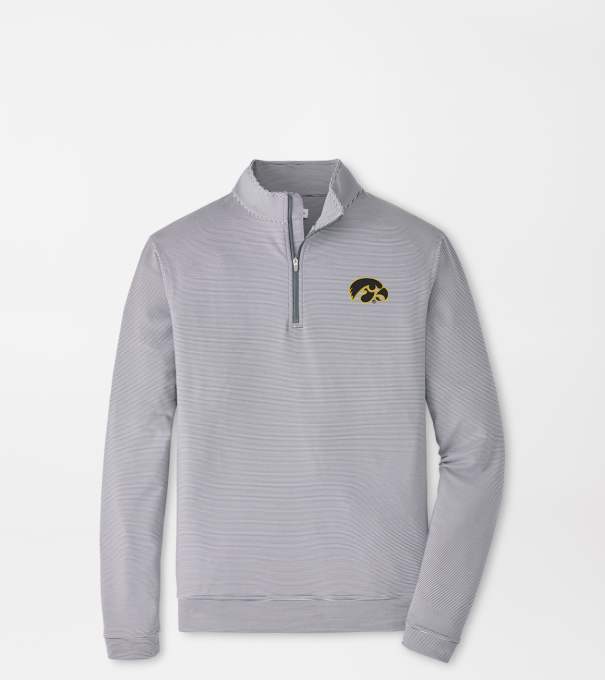 Iowa Perth Sugar Stripe Performance Quarter-Zip in Iron/White