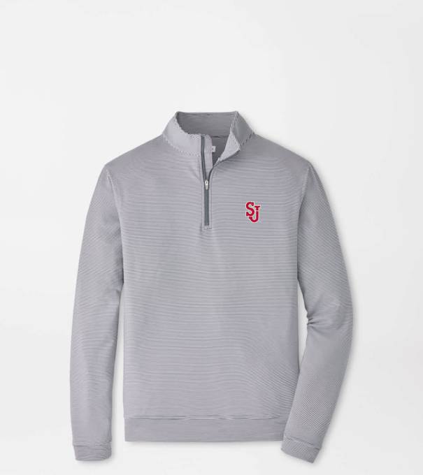 St. Johns University Perth Sugar Stripe Performance Quarter-Zip in Iron/White
