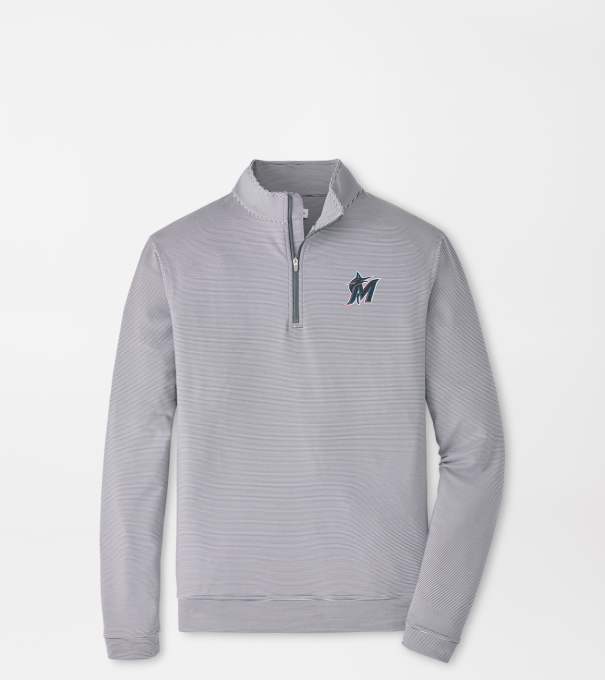 Miami Marlins Perth Sugar Stripe Performance Quarter-Zip in Iron/White