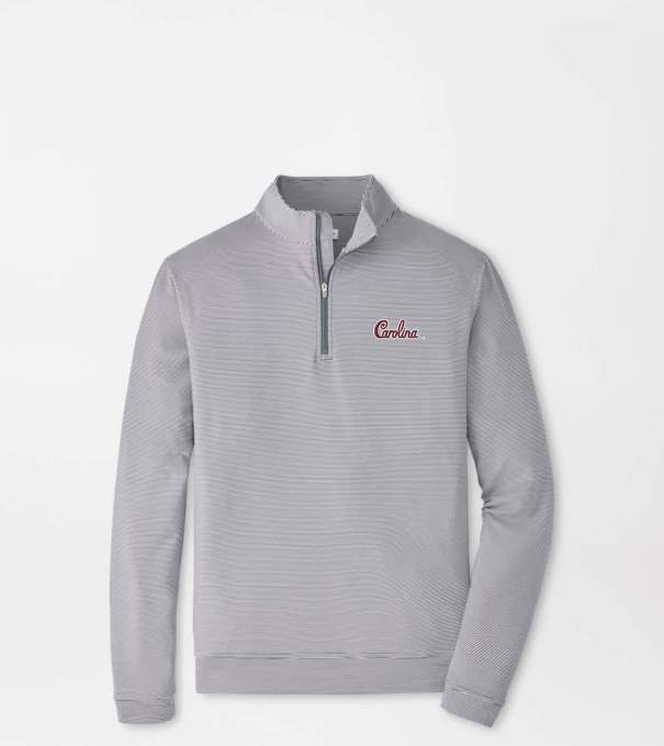 South Carolina Script Perth Mini-Stripe Performance Pullover in Iron/White