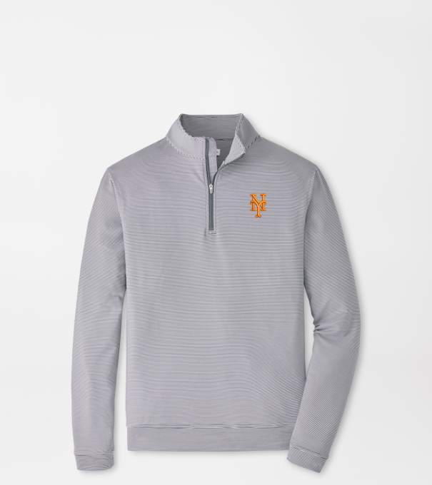 New York Mets Perth Sugar Stripe Performance Quarter-Zip in Iron/White