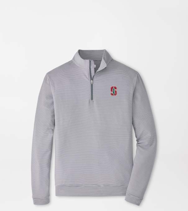 Stanford Perth Sugar Stripe Performance Quarter-Zip in Iron/White